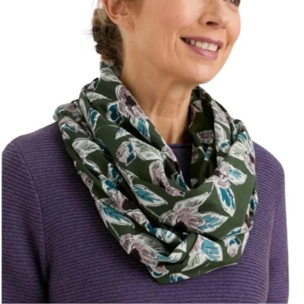 Black Abstract Floral Boho Jewel Tones Cotton Infinity Scarf